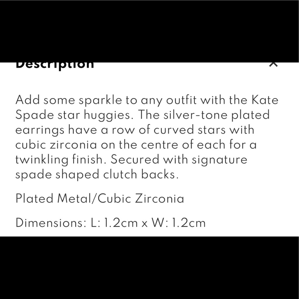 Kate Spade Star Huggie Cubic Zirconium Silver Plated Earrings - Picture 5 of 5